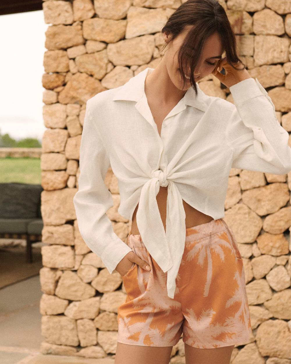 Manebí Linen Santos Shirt - Eggnog Vendita Calda
