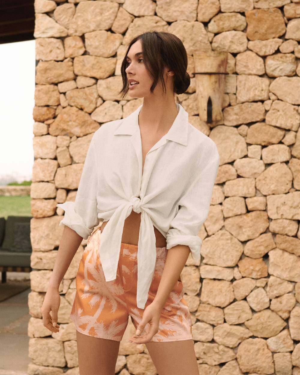 Manebí Linen Santos Shirt - Eggnog Vendita Calda