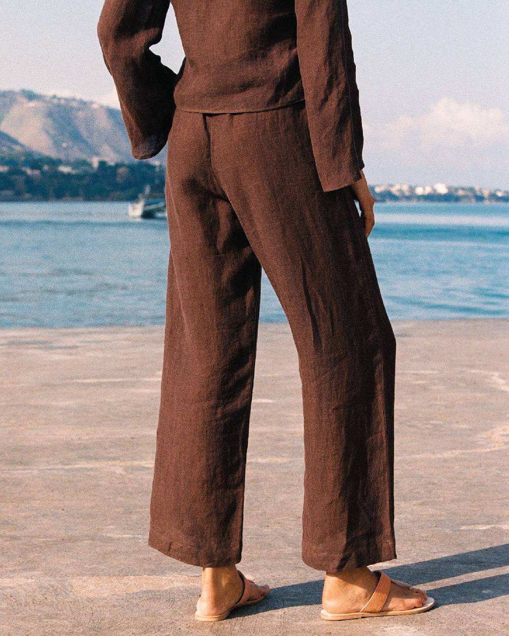 Manebí Linen Gauze Girona Trousers - Cocoa Negozio