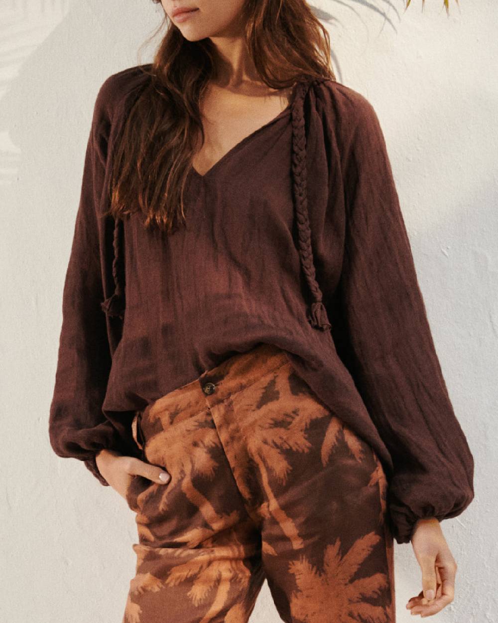 Manebí Linen Gauze Mykonos Shirt - Cocoa In Saldo