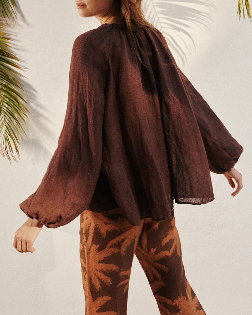 Manebí Linen Gauze Mykonos Shirt - Cocoa In Saldo