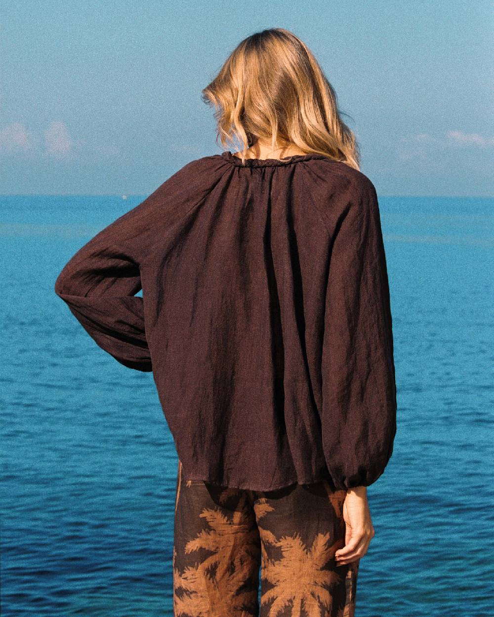 Manebí Linen Gauze Mykonos Shirt - Cocoa In Saldo