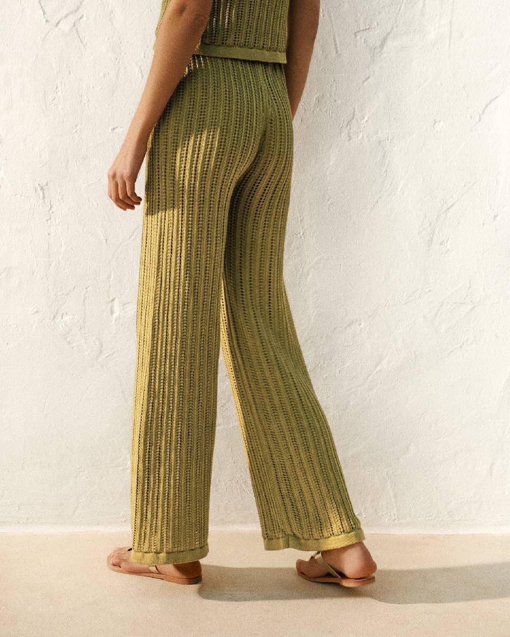 Manebí Cotton Crochet Lipari Trousers - Cactus Green 2025