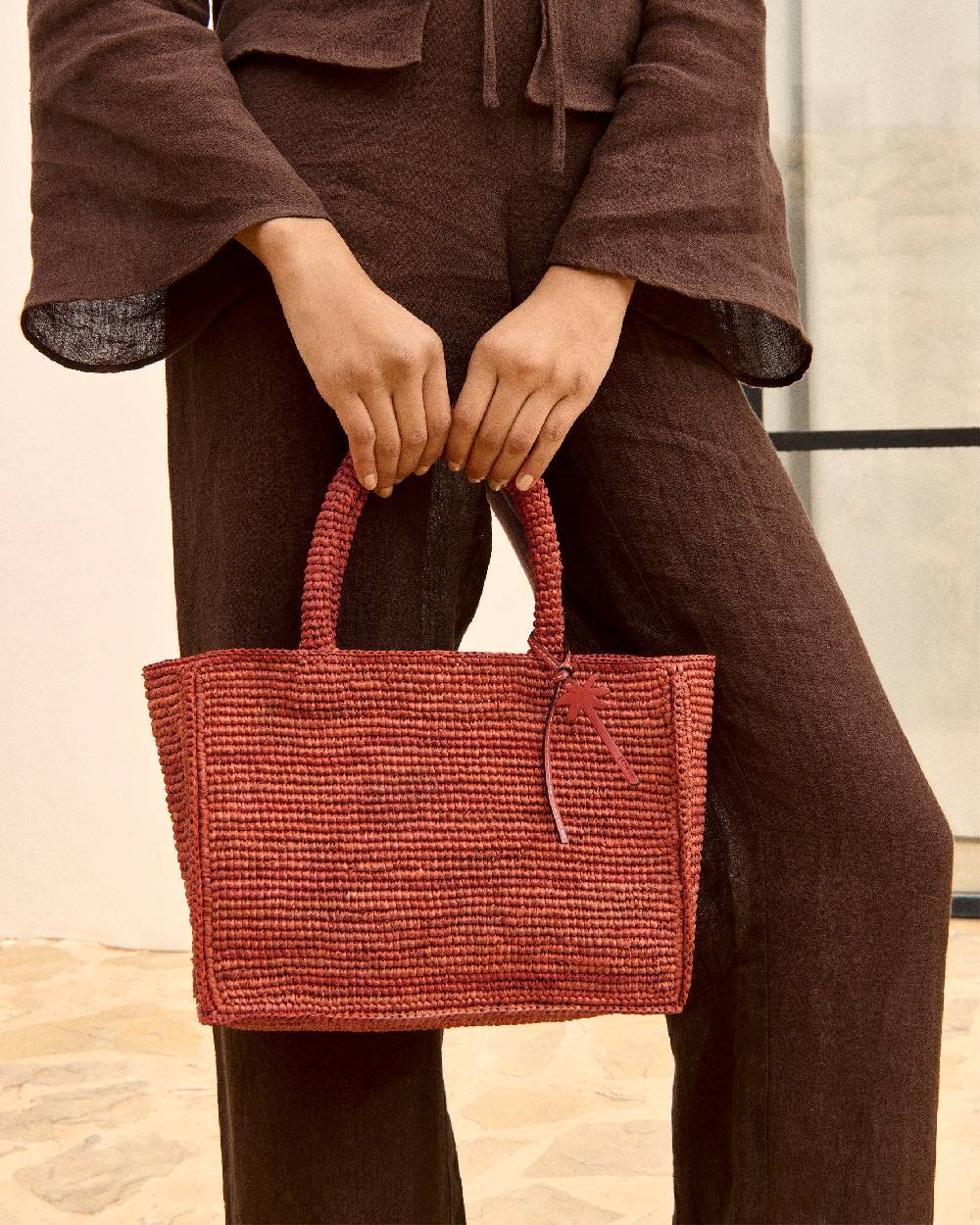Manebí Raffia Sunset Bag Small - Rust Soddisfazione Garantita