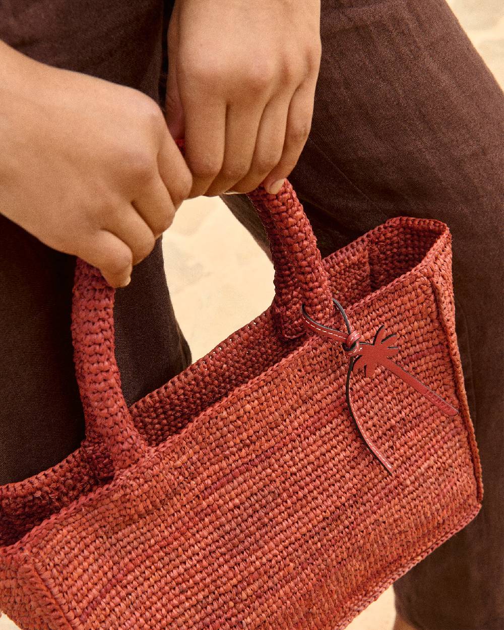 Manebí Raffia Sunset Bag Small - Rust Soddisfazione Garantita