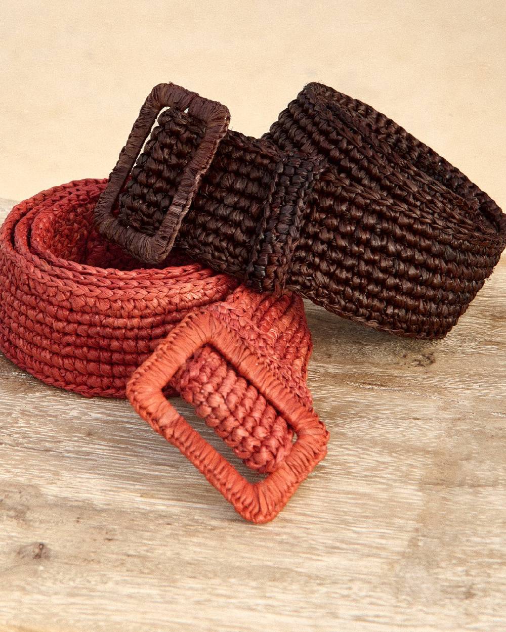 Manebí Natural Raffia Belt - Rust Qualità Garantita