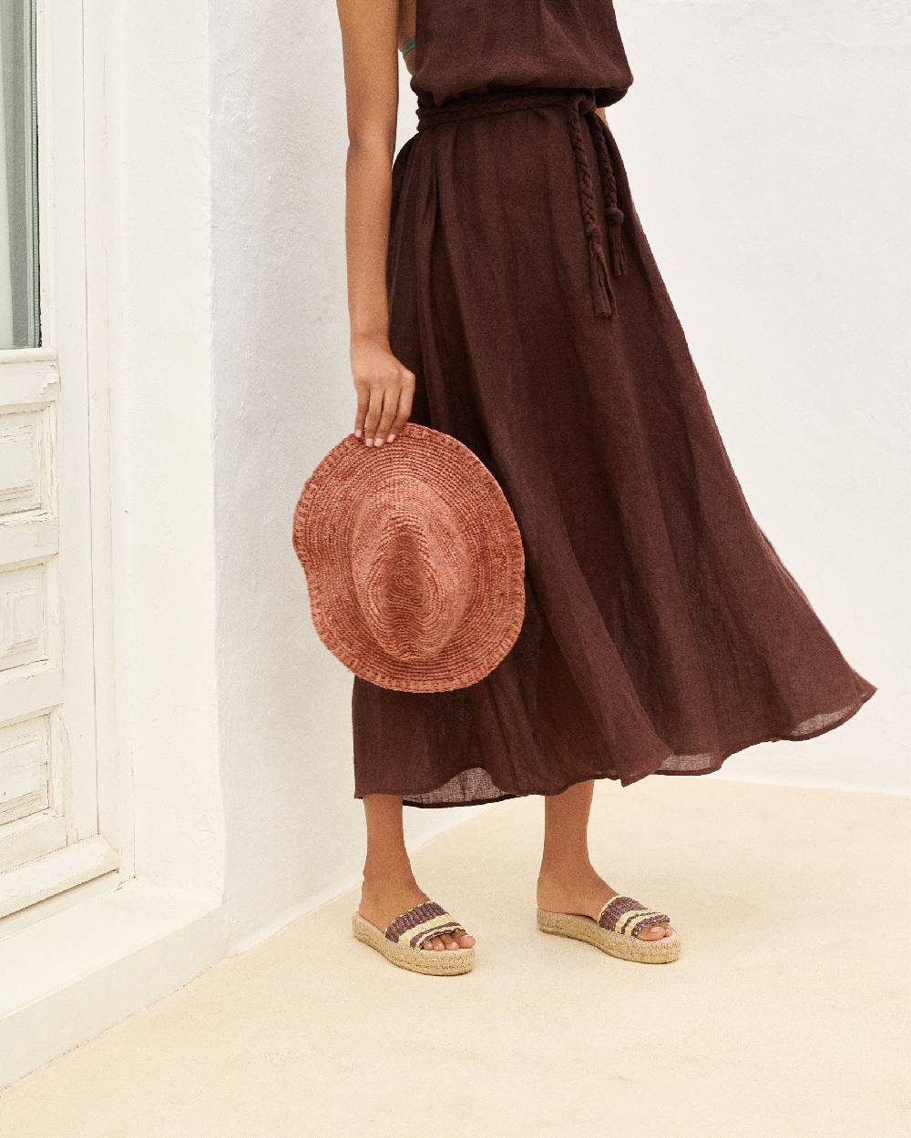 Manebí Raffia Panama Hat - Rust Negozi Online