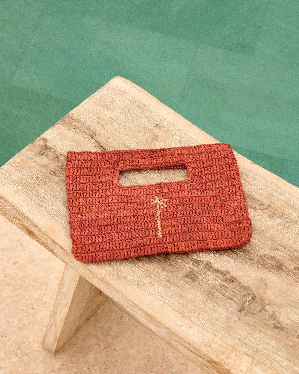 Manebí Raffia Handbag Mini - Rust With Tan Palm Fino Al -60%