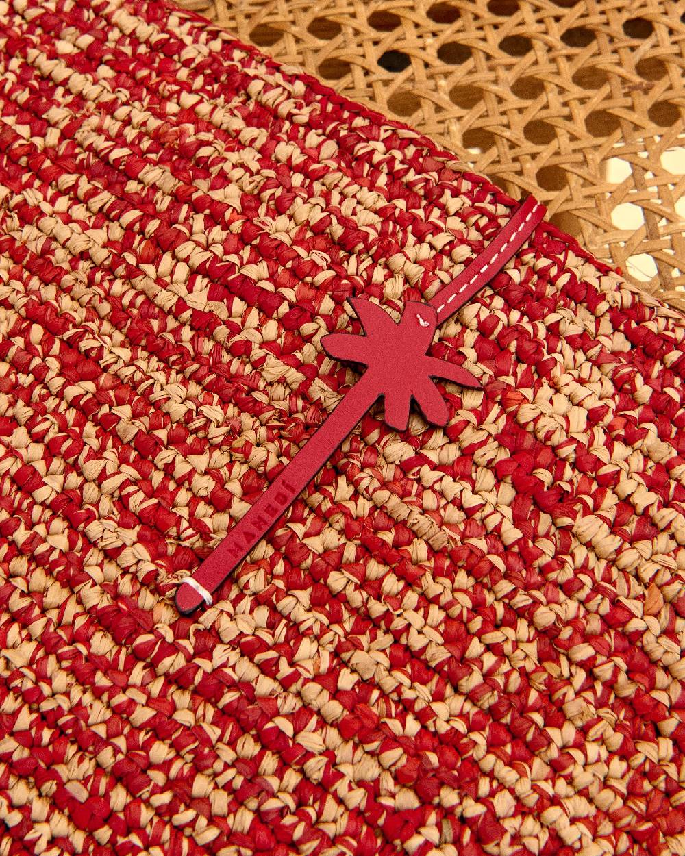 Manebí Raffia Clutch - Leather Palm Rust Tan Mélange \u0026 Rust Sottocosto