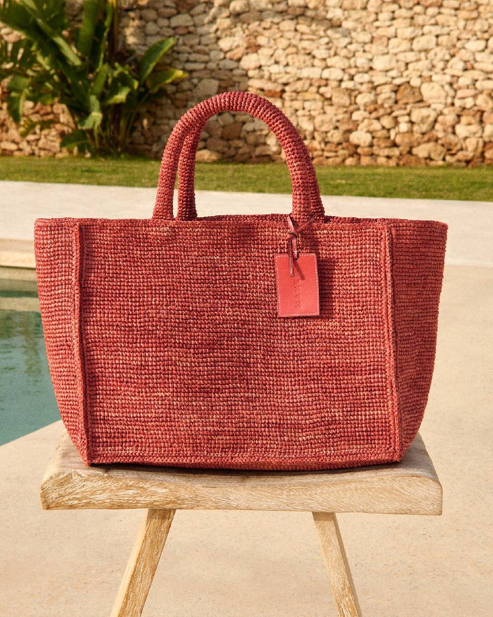 Manebí Raffia Sunset Bag Large - Rust Sconto