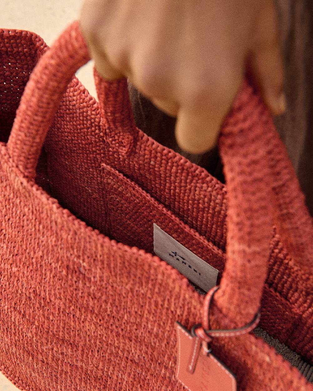 Manebí Raffia Sunset Bag Large - Rust Sconto