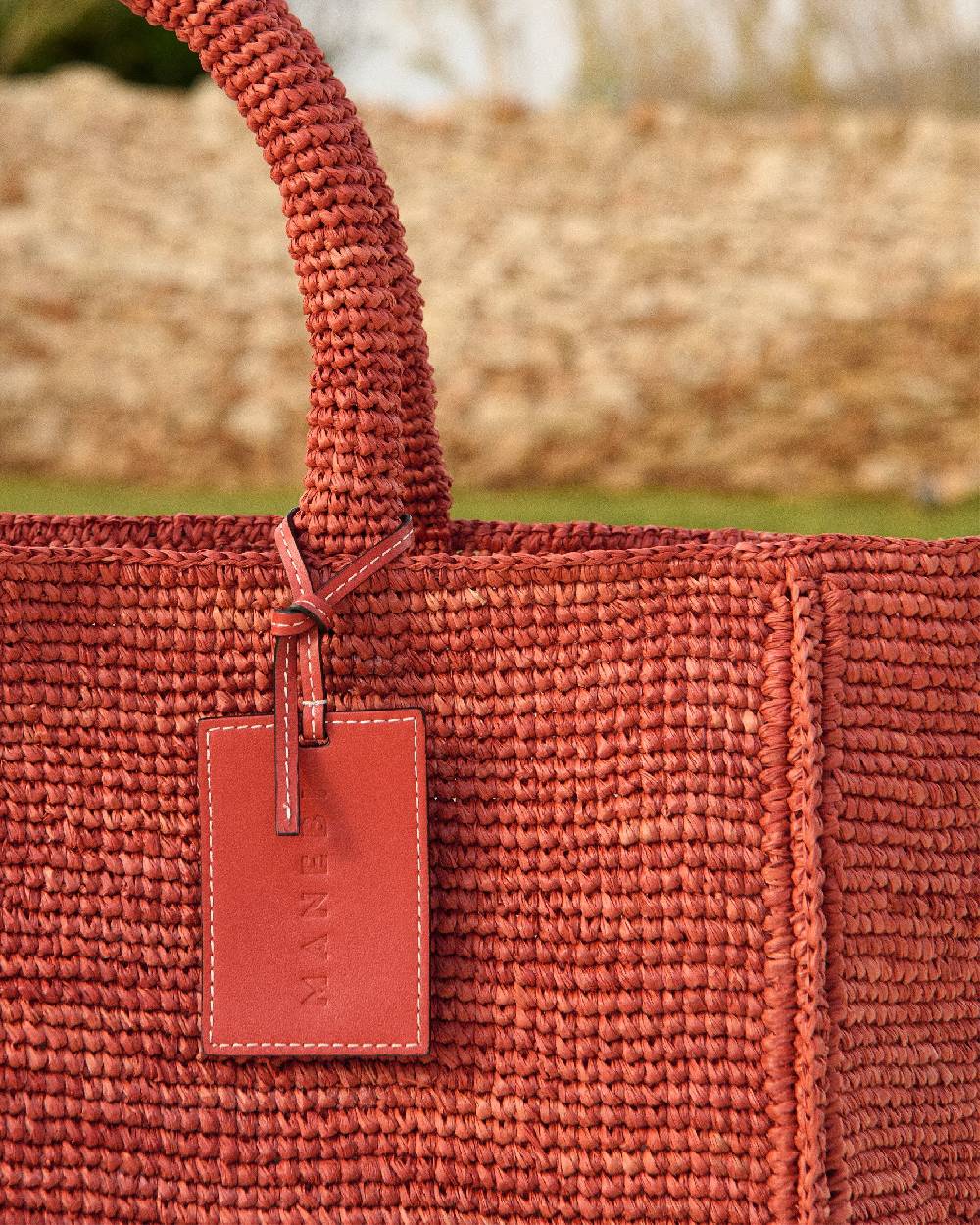Manebí Raffia Sunset Bag Large - Rust Sconto