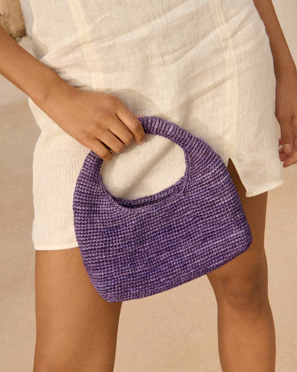 Manebí Raffia Halfmoon Bag - Summer Purple Outlet