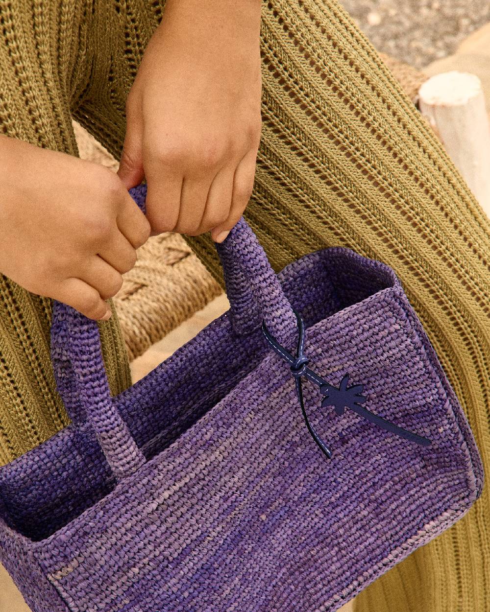 Manebí Raffia Sunset Bag Small - Summer Purple In Vendita