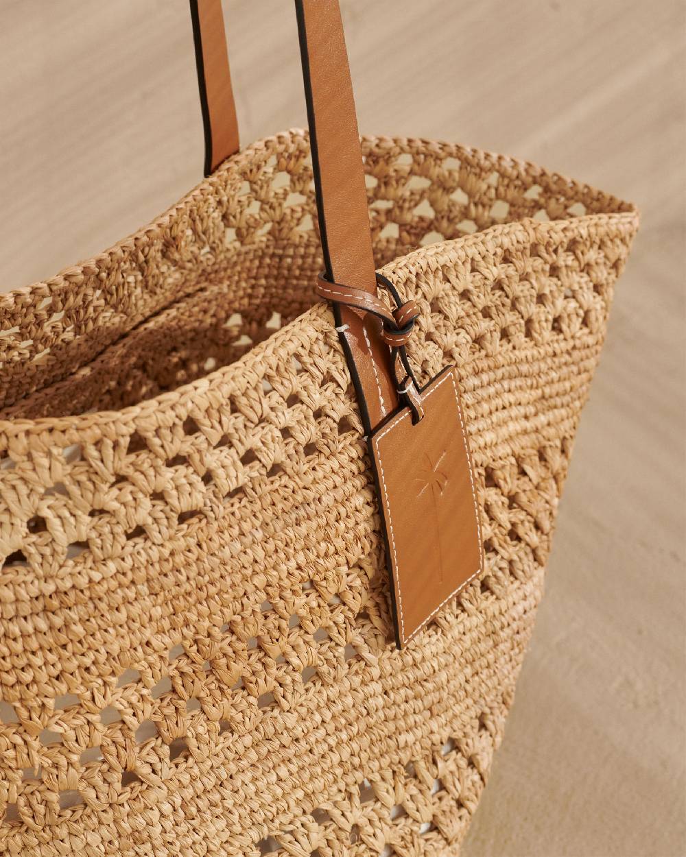 Manebí Weaving Raffia \u0026 Leather Basket Bag - Leather Tag Nuovo