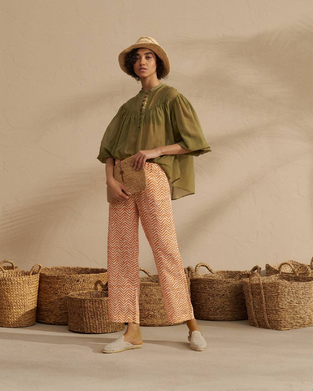 Manebí Raffia Clutch - Leather Palm Tan Qualità