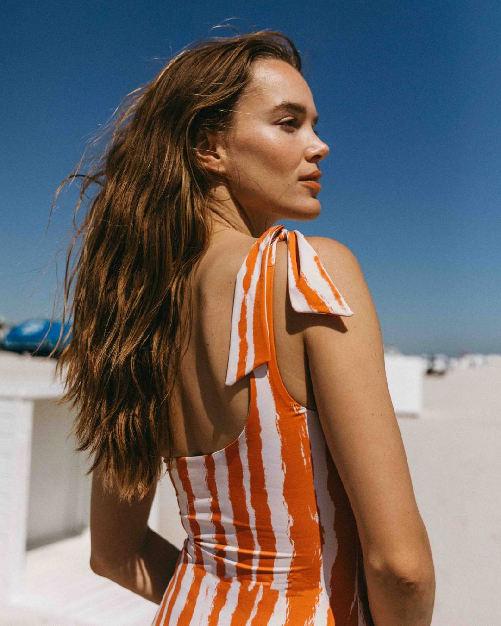 Manebí Printed Tie-Up|One-Shoulder One Piece - Soft Touch Eggnog \u0026 Orange Rust Zebra Nuova
