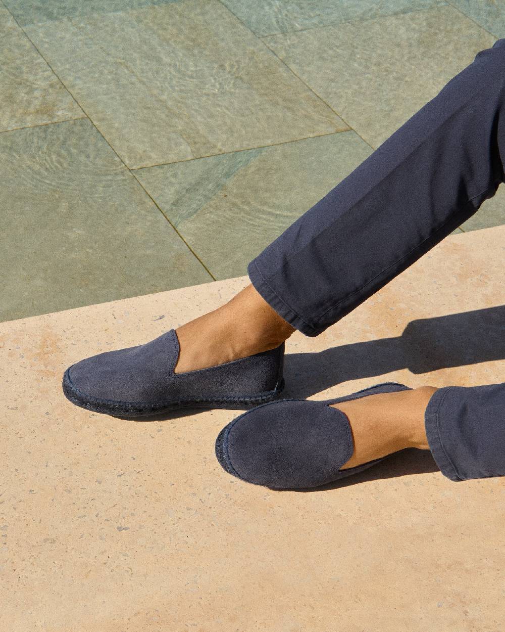 Manebí Espadrillas flat in pelle scamosciata - Hamptons -Patriot Blu ton sur ton Consegna Veloce