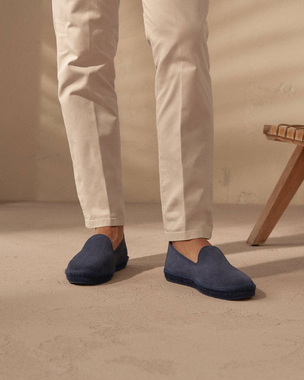 Manebí Espadrillas flat in pelle scamosciata - Hamptons -Patriot Blu ton sur ton Consegna Veloce