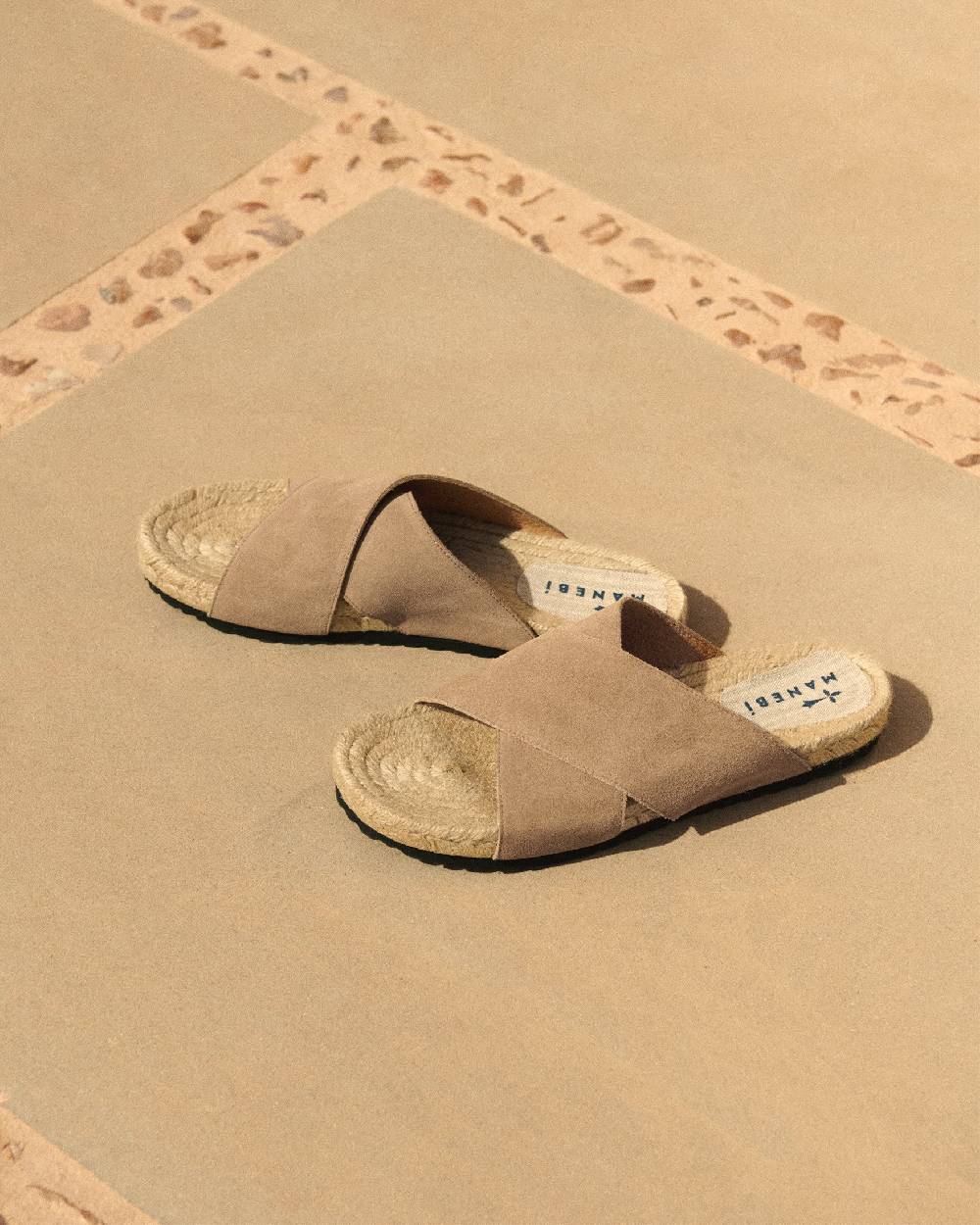Manebí Suede Crossed Bands Sandals - Vintage Taupe Sconto