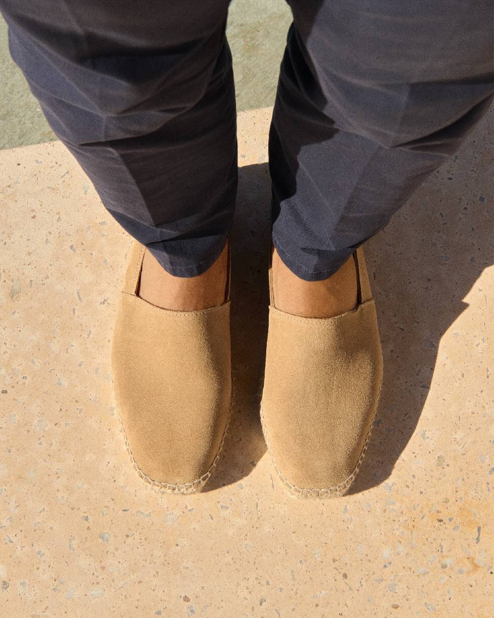 Manebí Suede Square Toe Espadrilles - Hamptons Washed Beige Vendita Calda