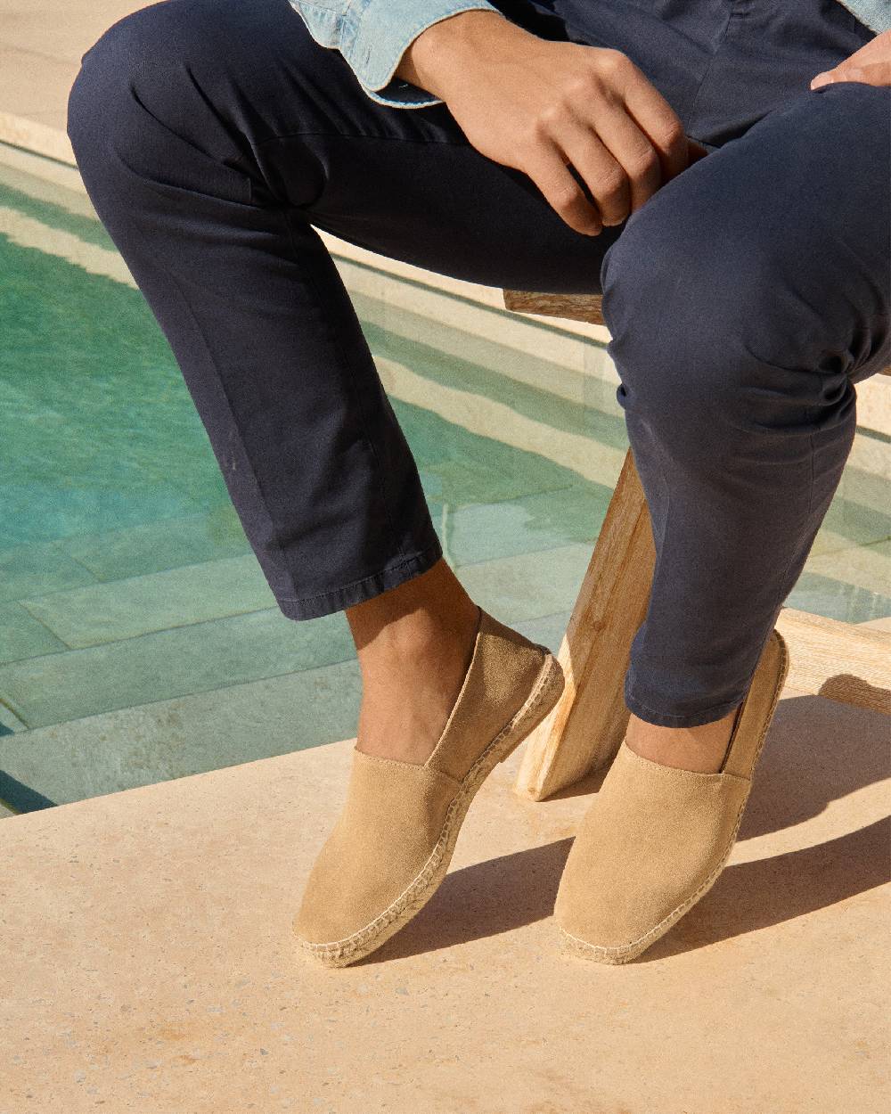 Manebí Suede Square Toe Espadrilles - Hamptons Washed Beige Vendita Calda