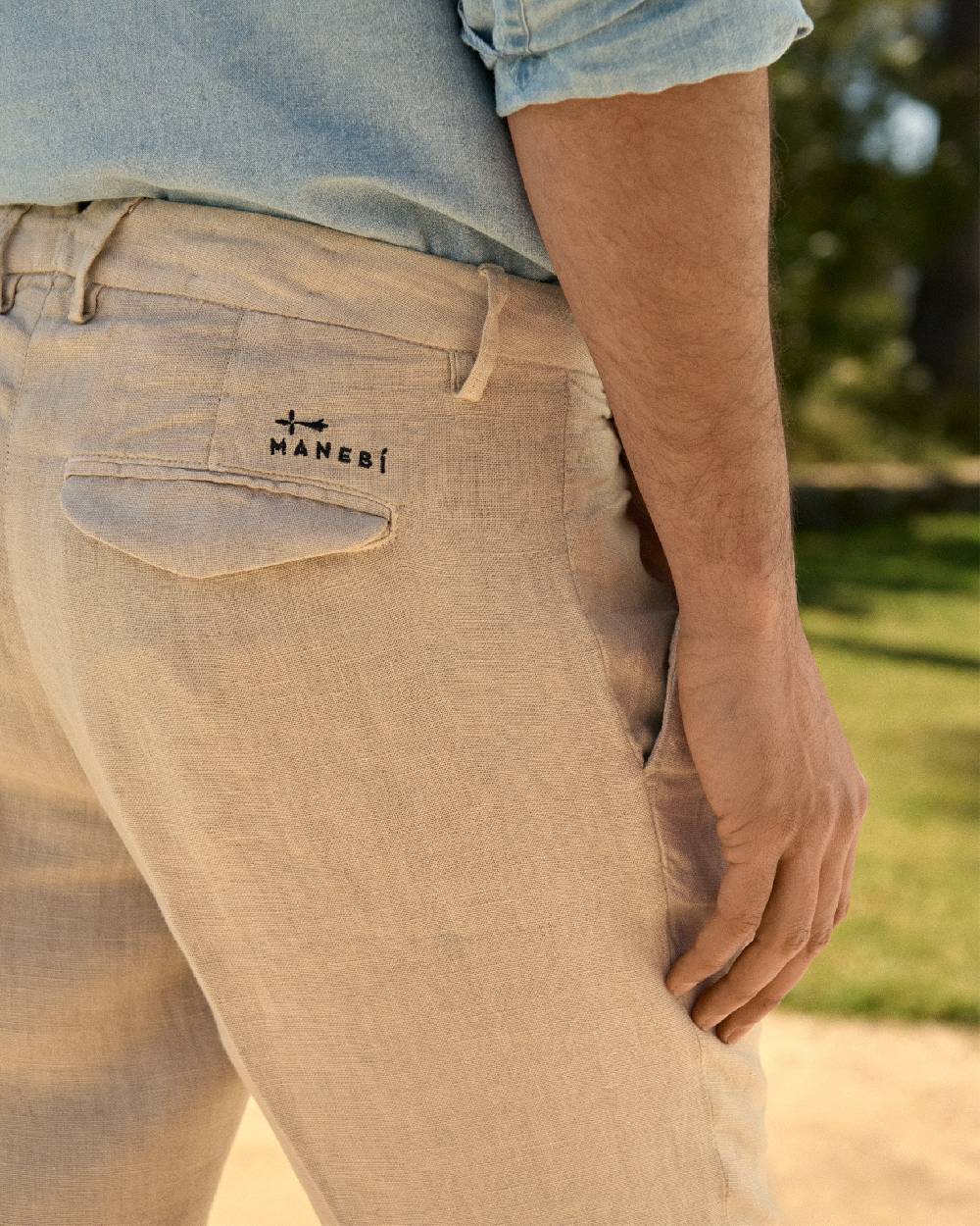 Manebí Irish Linen Savana Trousers - Kaki Beige Soddisfazione Garantita