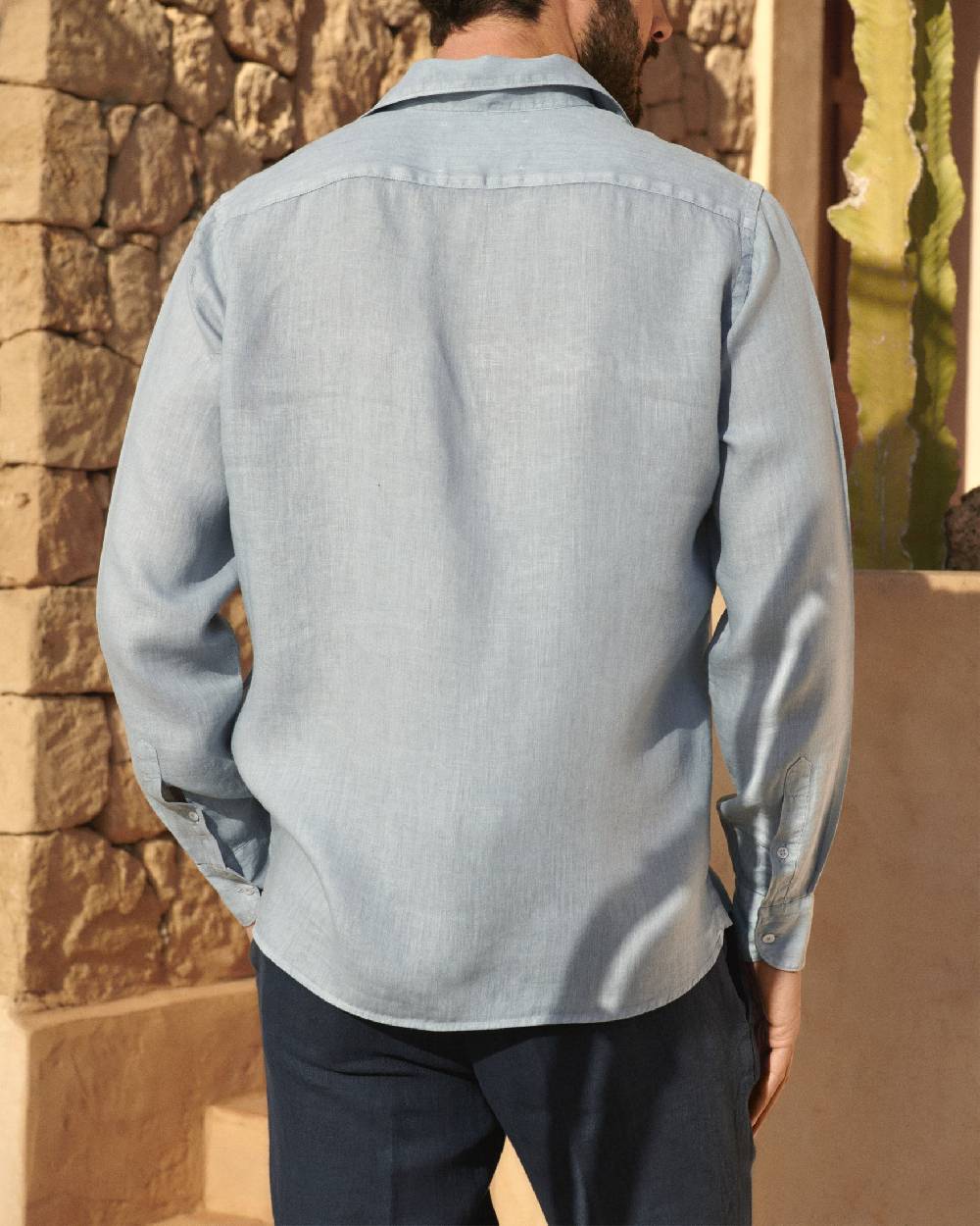 Manebí Washed Linen Panama Shirt - Grey Blue Promozione Limitata