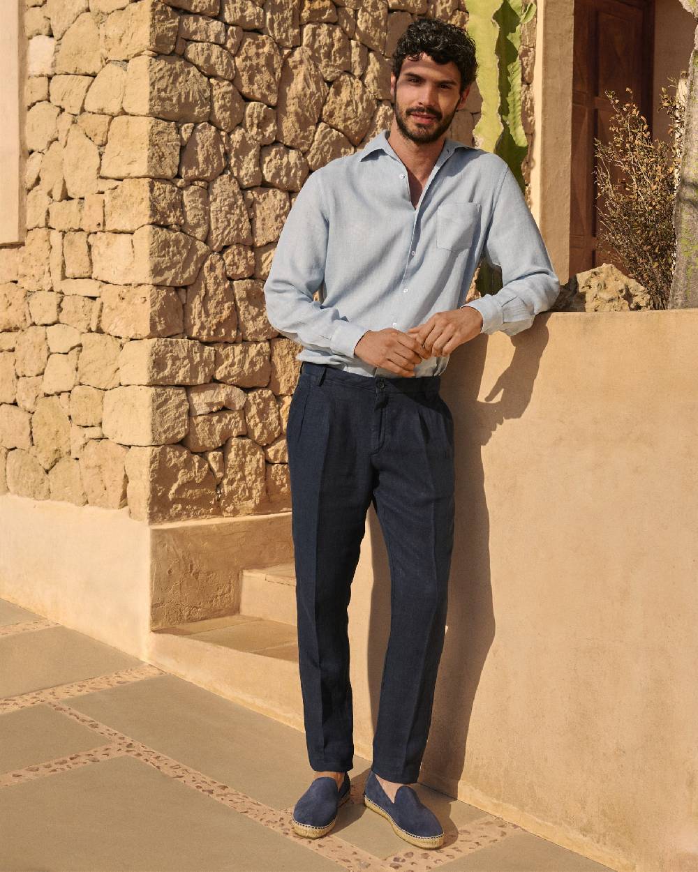 Manebí Irish Linen Savana Trousers - Night Blue Fino Al -60%