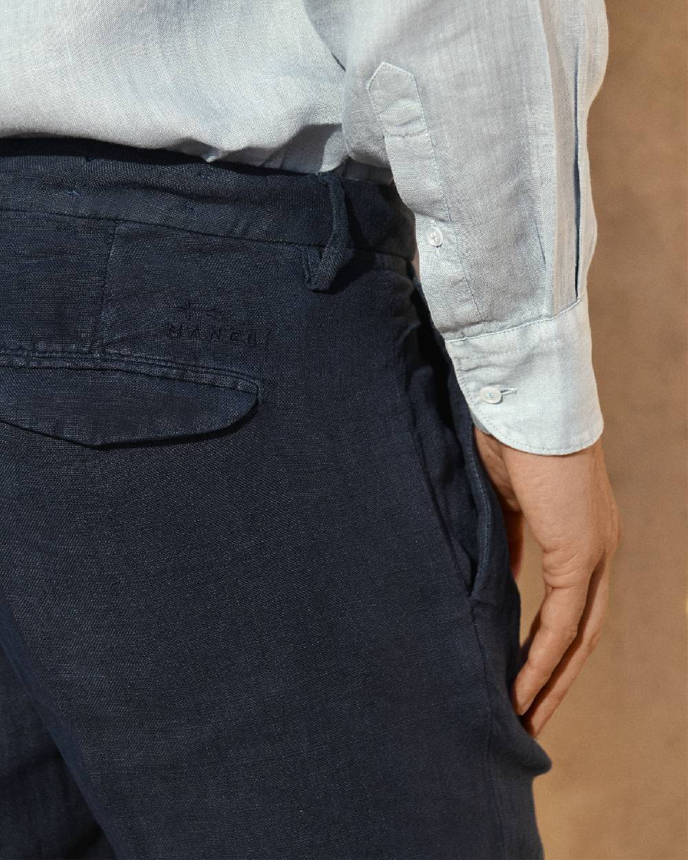 Manebí Irish Linen Savana Trousers - Night Blue Fino Al -60%
