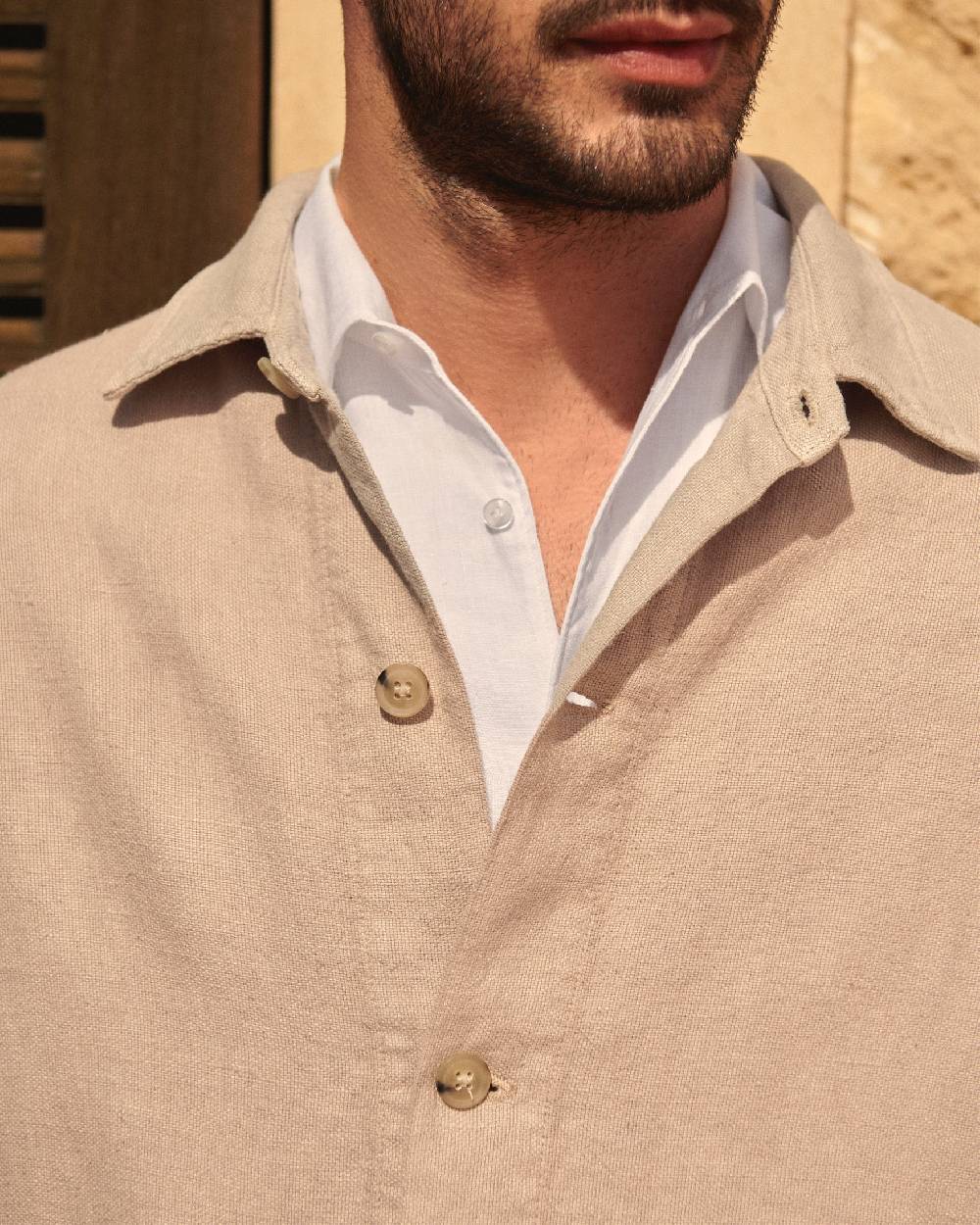 Manebí Linen Sahara Over Jacket - Kaki Beige Shopping Online