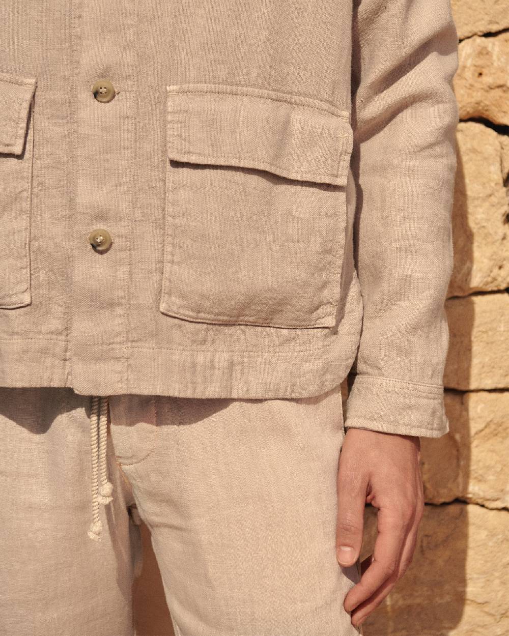 Manebí Linen Sahara Over Jacket - Kaki Beige Shopping Online