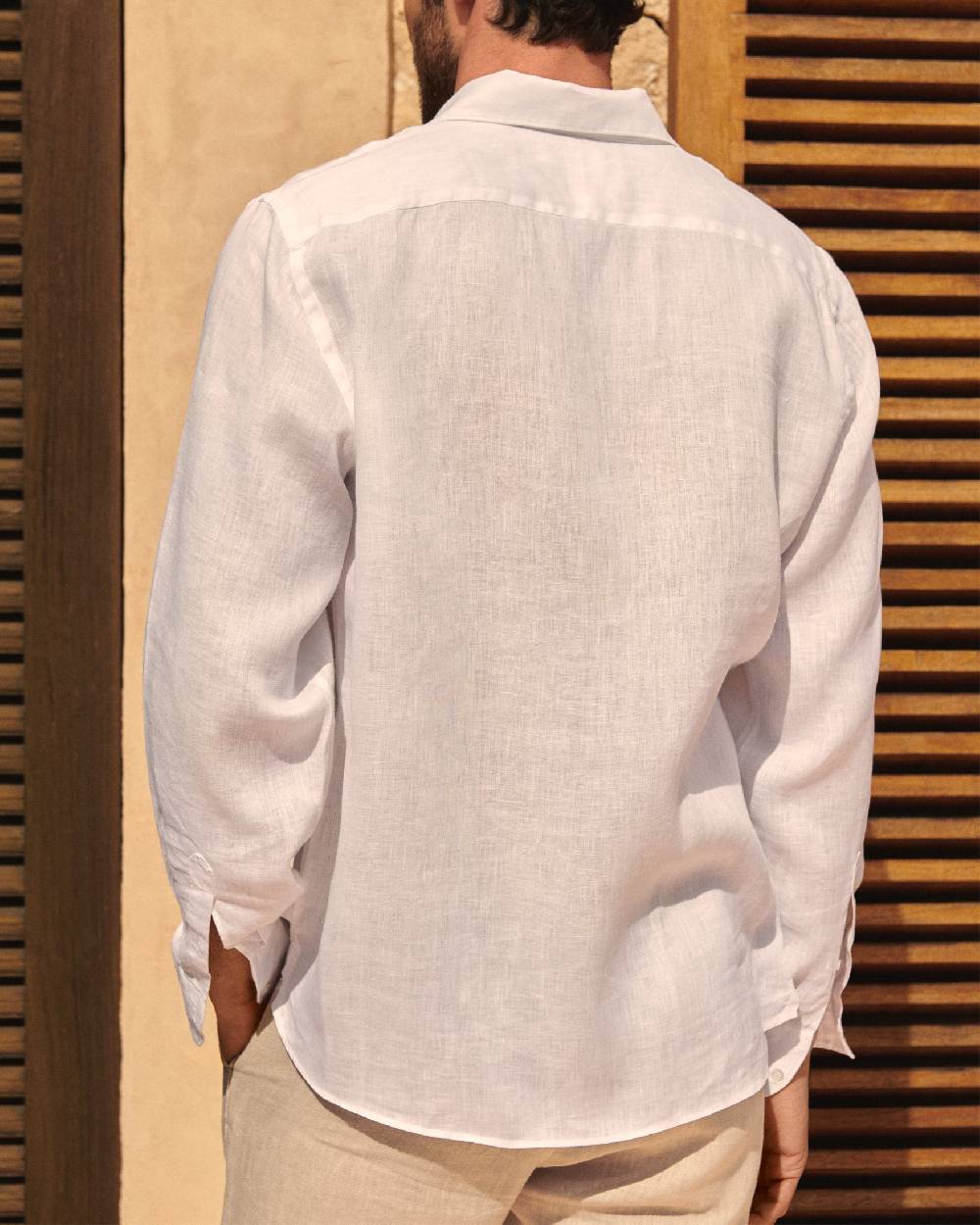 Manebí Linen Panama Shirt - Embroidered Palm White Affare Del Giorno