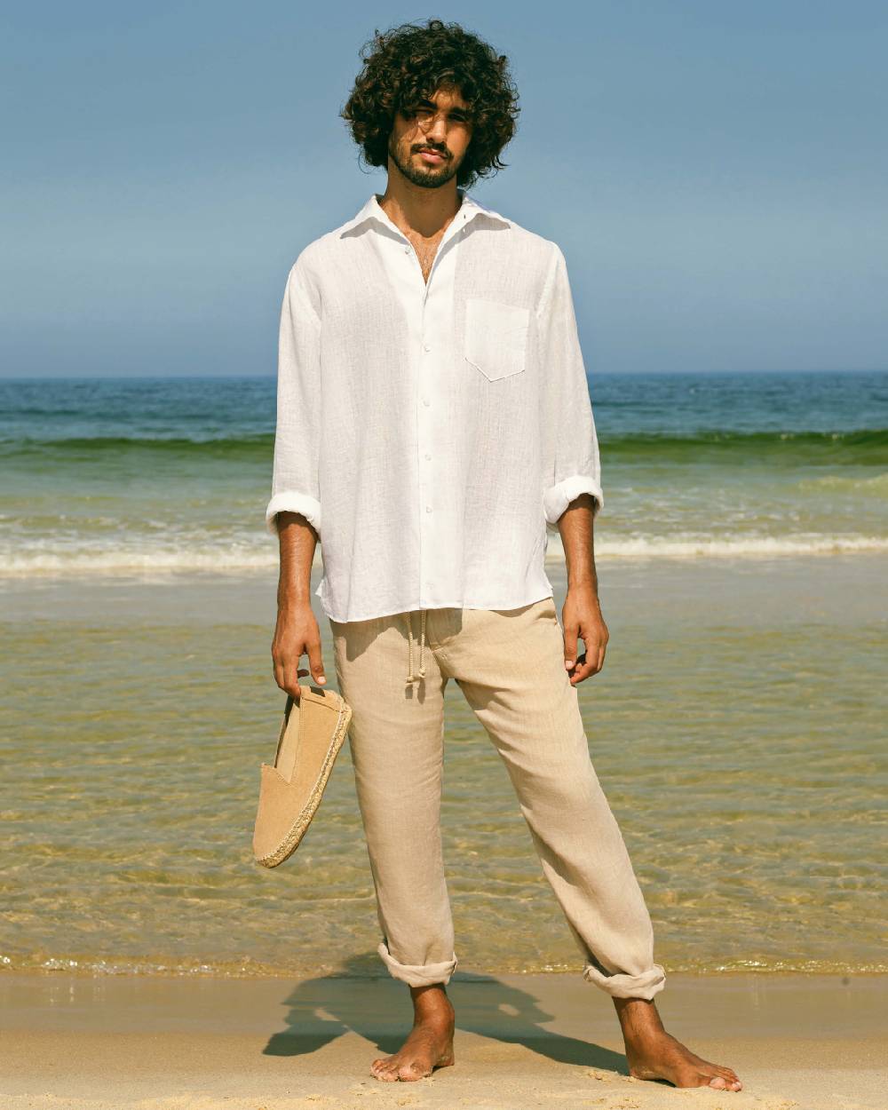 Manebí Washed Linen Venice Trousers - Kaki Beige Prezzo Ridotto