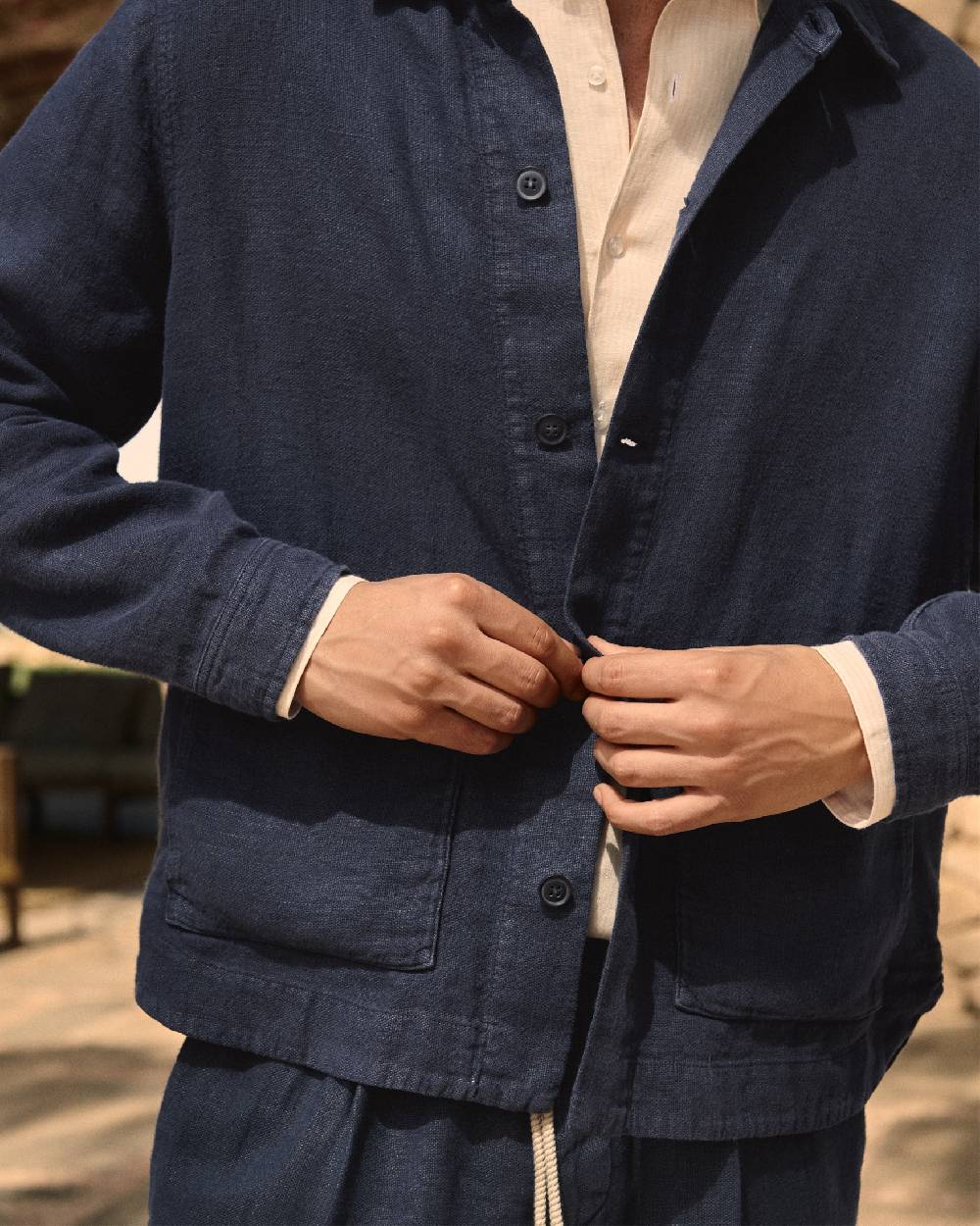 Manebí Linen Sahara Over Jacket - Night Blue Spedizione gratuita