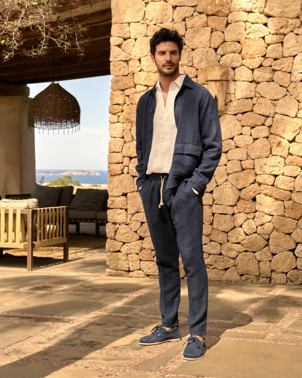 Manebí Woven Linen Santa Barbara Trousers - Night Blue Convenienza