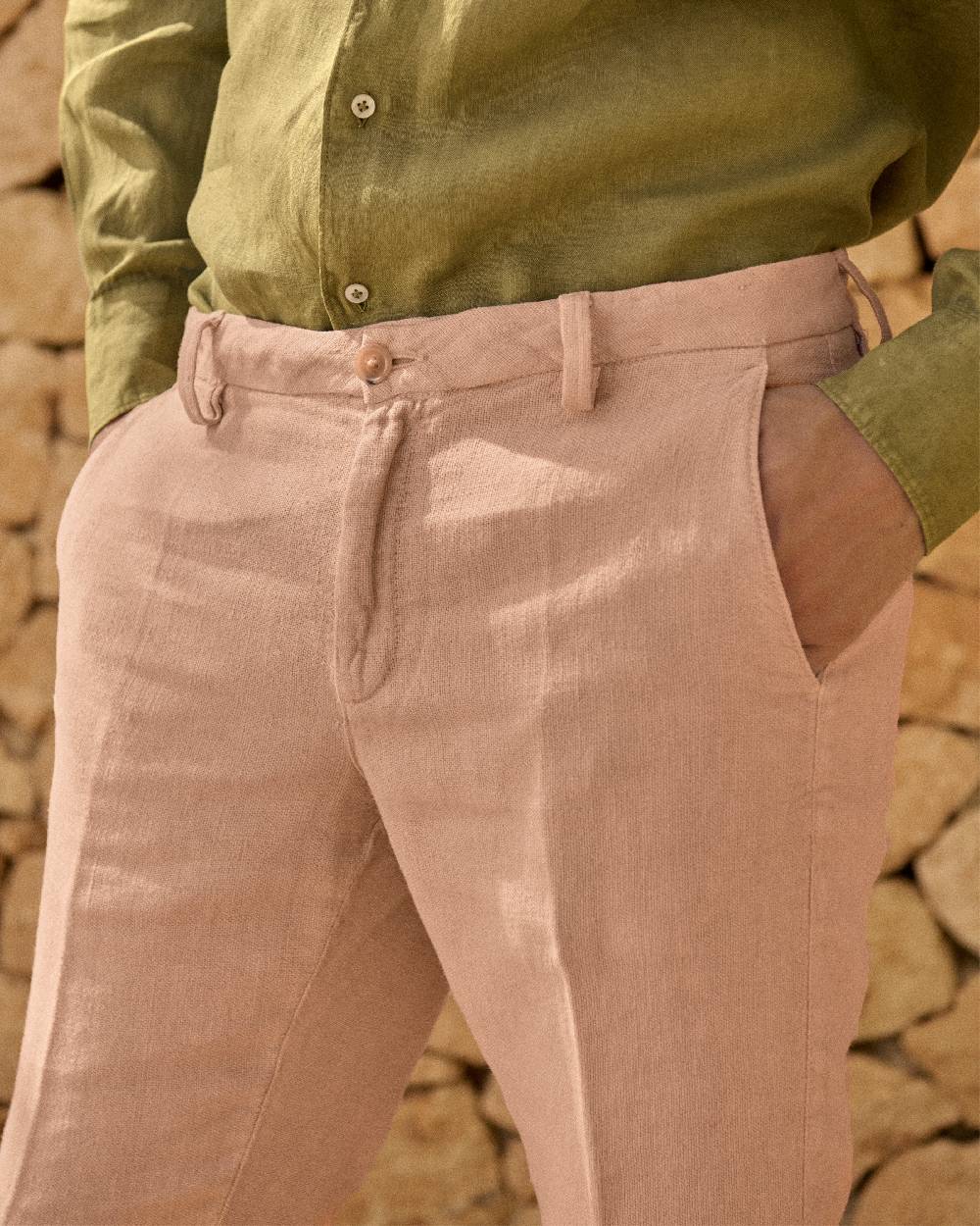 Manebí Woven Linen Milano Trousers - Spanish Villa Offerte