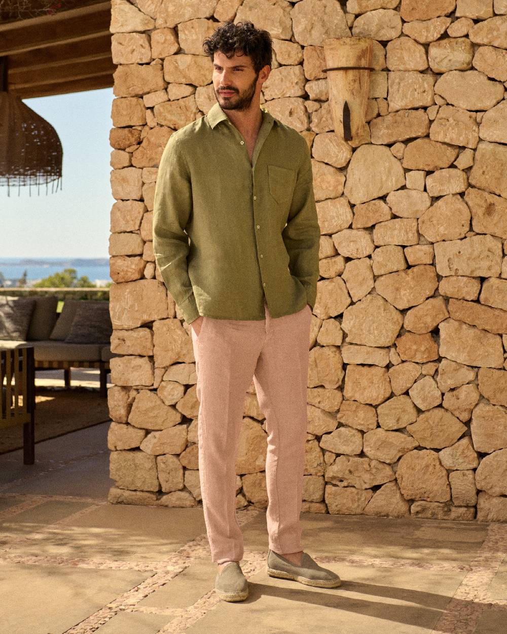 Manebí Woven Linen Milano Trousers - Spanish Villa Offerte