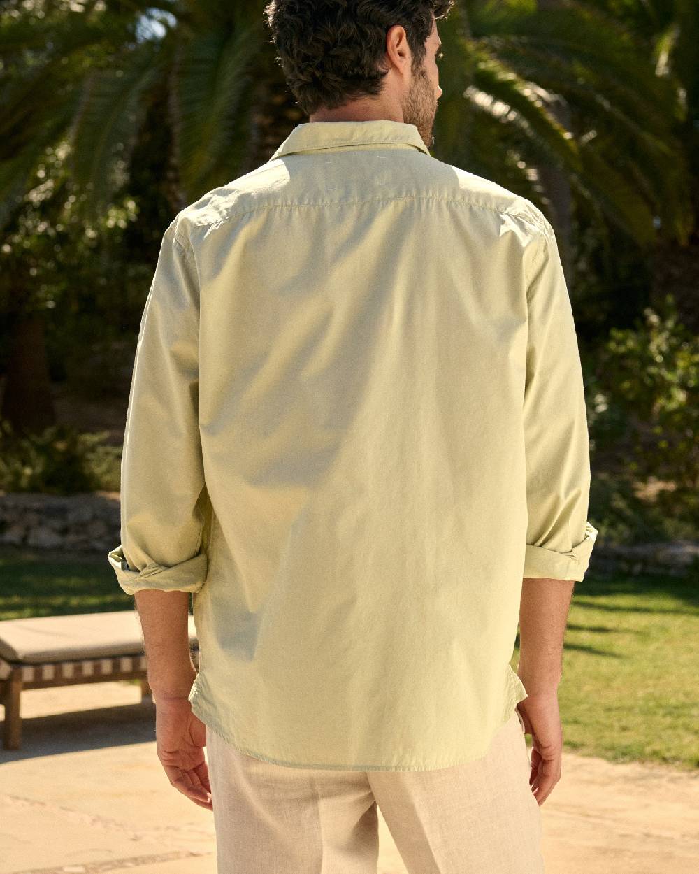 Manebí Poplin Panama Shirt - Light Green Vendita Calda