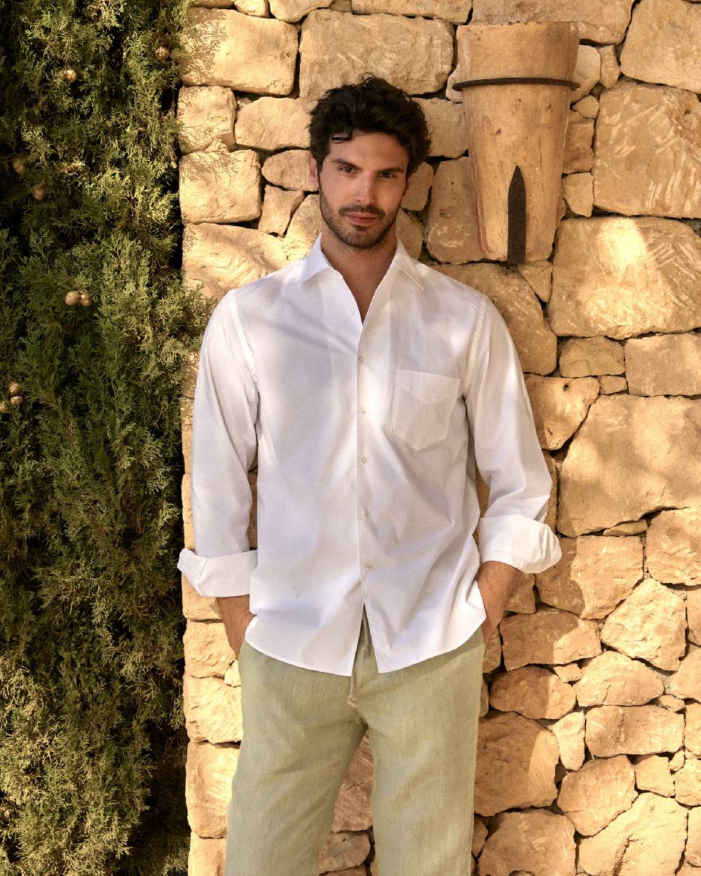 Manebí Poplin Panama Shirt - Off White Saldi Di Fabbrica
