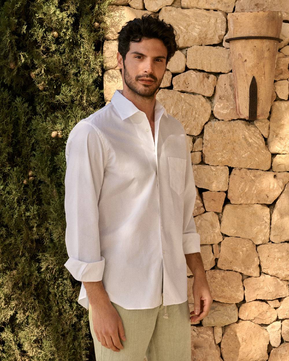 Manebí Poplin Panama Shirt - Off White Saldi Di Fabbrica