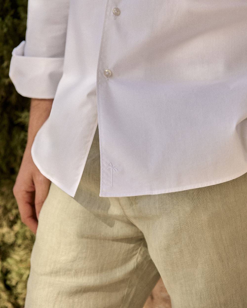 Manebí Poplin Panama Shirt - Off White Saldi Di Fabbrica