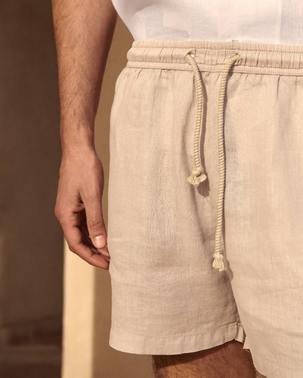 Manebí Light Linen Malibu Shorts - Kaki Beige Vendite Flash