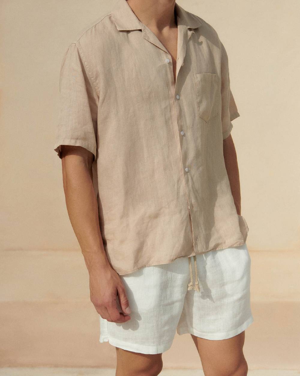 Manebí Washed Linen Malibu Shorts - White In Saldo