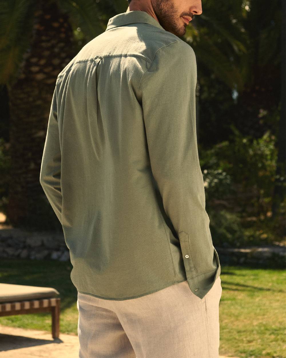 Manebí Organic Cotton Pedro Shirt - Long Sleeve Kaki Green Nuova