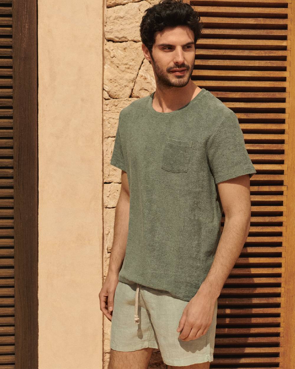 Manebí Terry Cotton Emilio T-Shirt - Made in Portugal Kaki Terry Cotton Moda