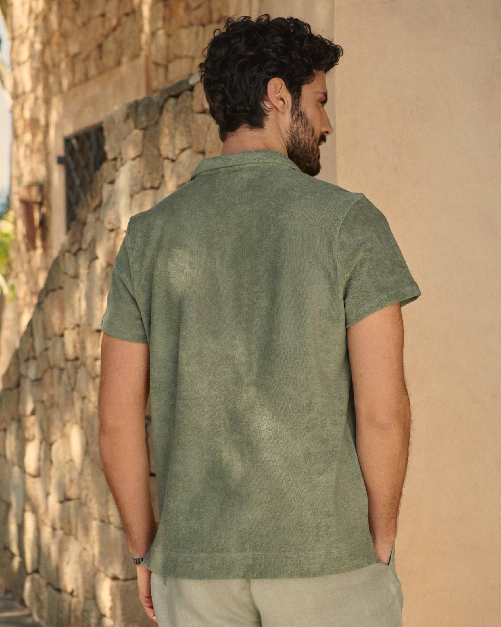 Manebí Terry Cotton Olive Polo Shirt - Made in Portugal Kaki Terry Cotton 2025