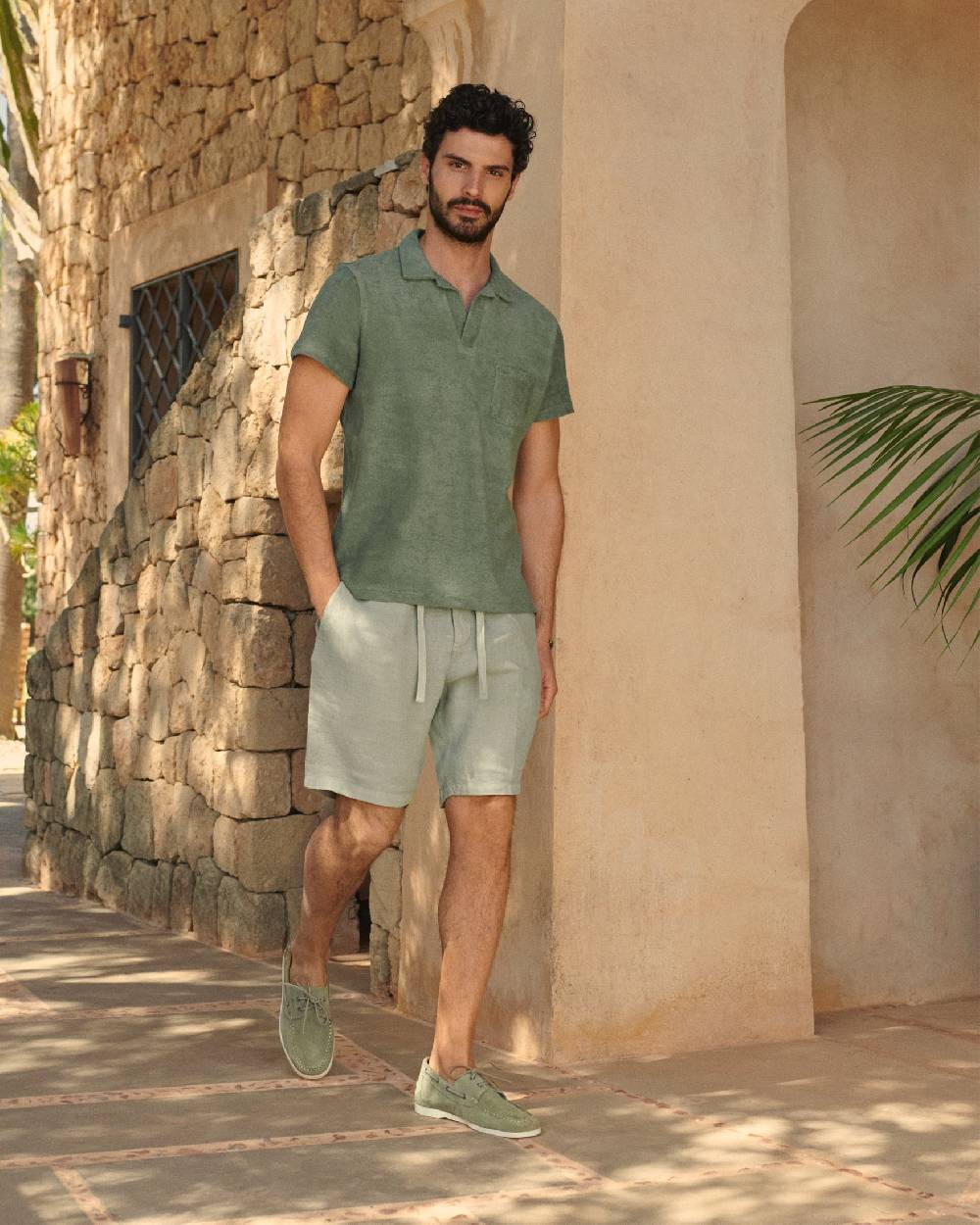 Manebí Terry Cotton Olive Polo Shirt - Made in Portugal Kaki Terry Cotton 2025