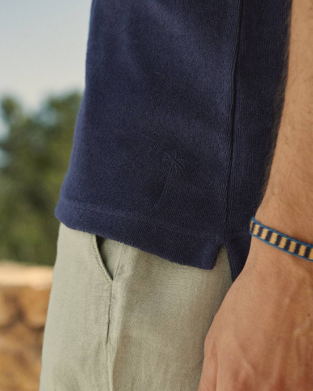 Manebí Organic Terry Cotton Olive Polo Shirt - Navy Latest fashion