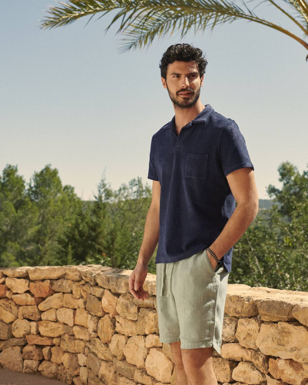 Manebí Organic Terry Cotton Olive Polo Shirt - Navy Latest fashion